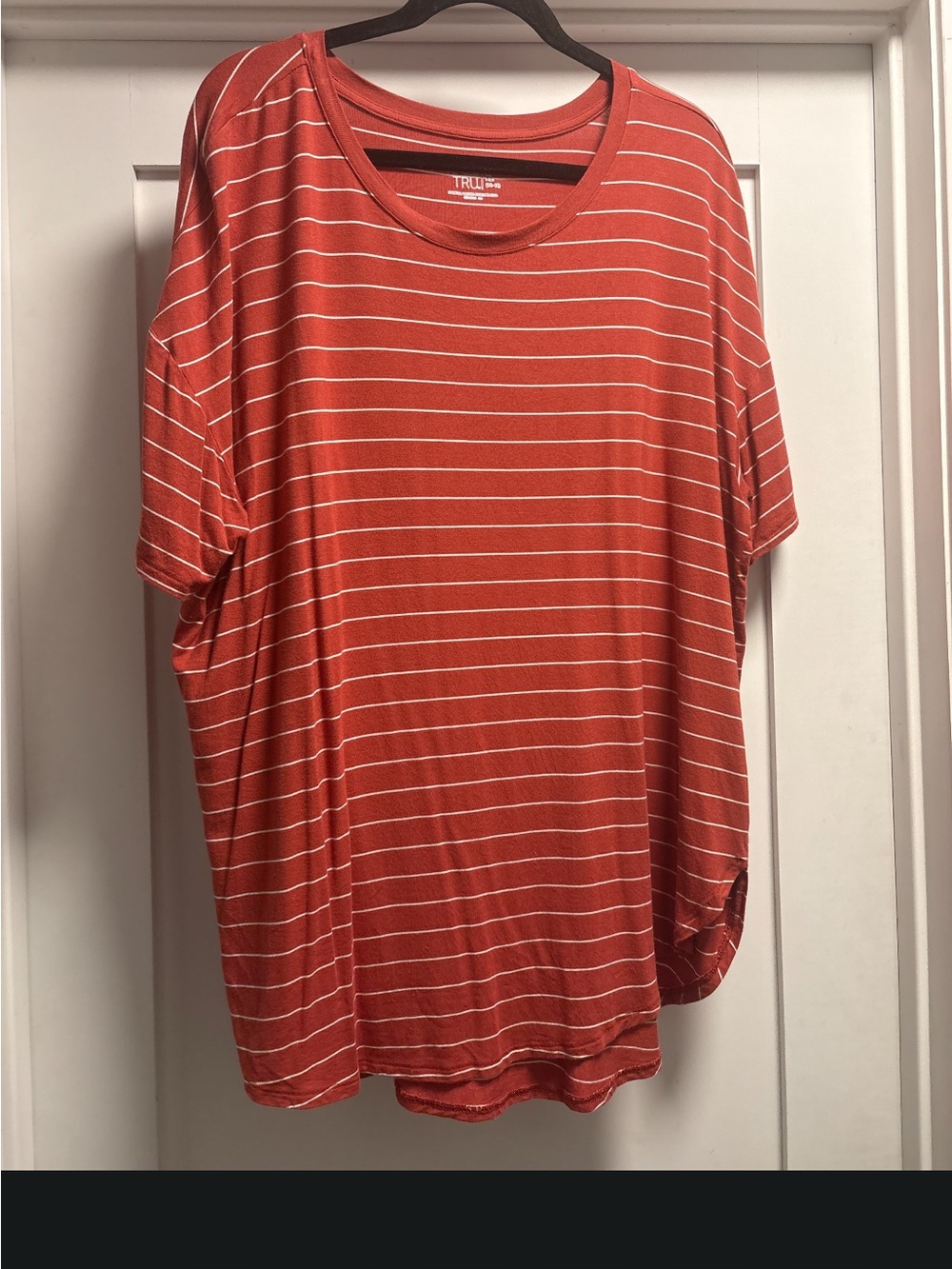 Time and Tru Orange Striped Short Sleeve Tee